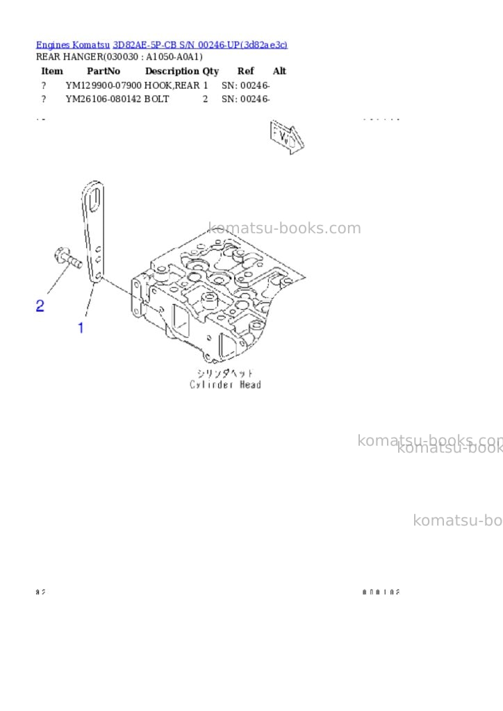 Komatsu 3d82ae-5p-cb s/n 00246-up Parts catalog cover Page 2
