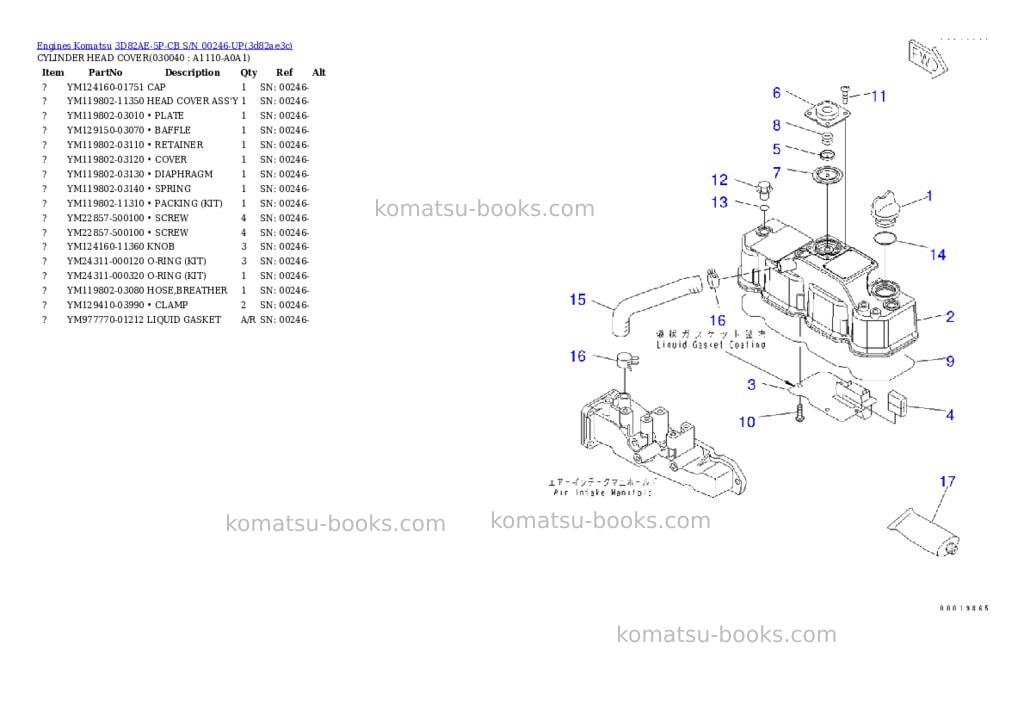 Komatsu 3d82ae-5p-cb s/n 00246-up Parts catalog cover Page 3