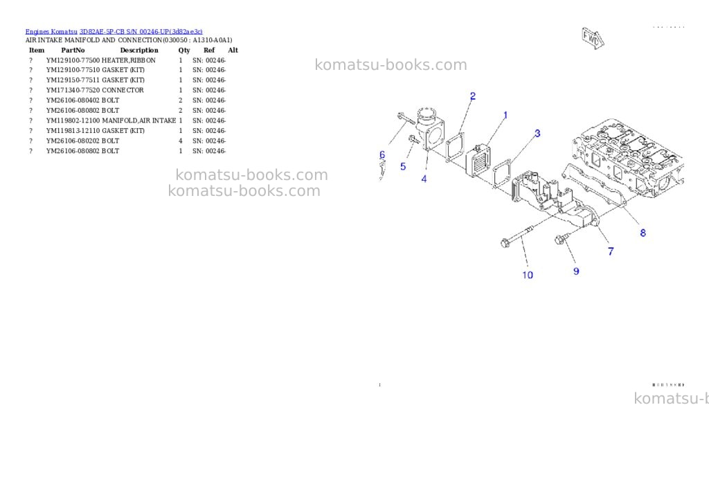 Komatsu 3d82ae-5p-cb s/n 00246-up Parts catalog cover Page 4