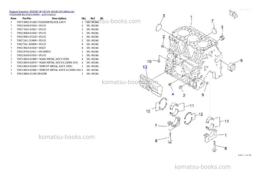Komatsu 3d82ae-5p-cb s/n 00246-up Parts catalog cover Page 8