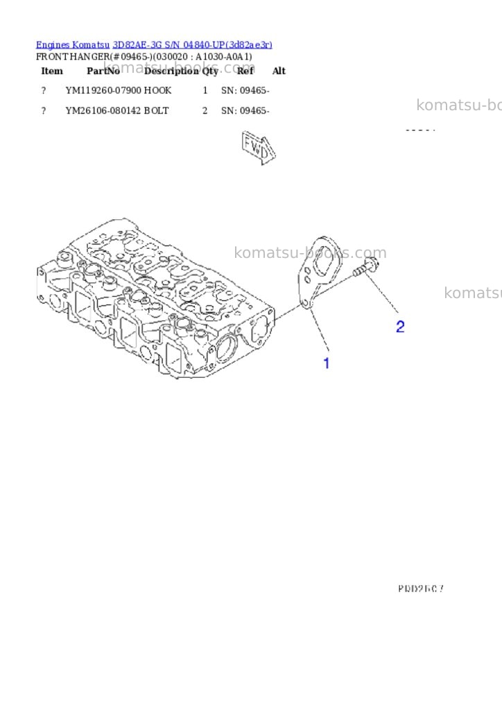 Komatsu 3d82ae-3g s/n 04840-up Parts catalog cover