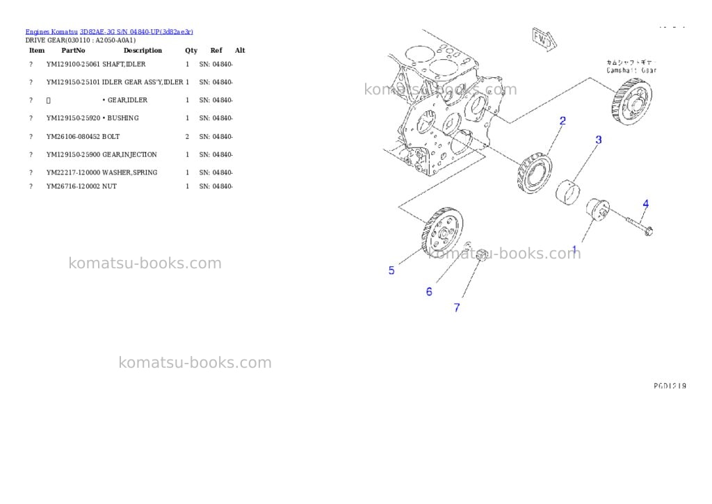 Komatsu 3d82ae-3g s/n 04840-up Parts catalog cover Page 10