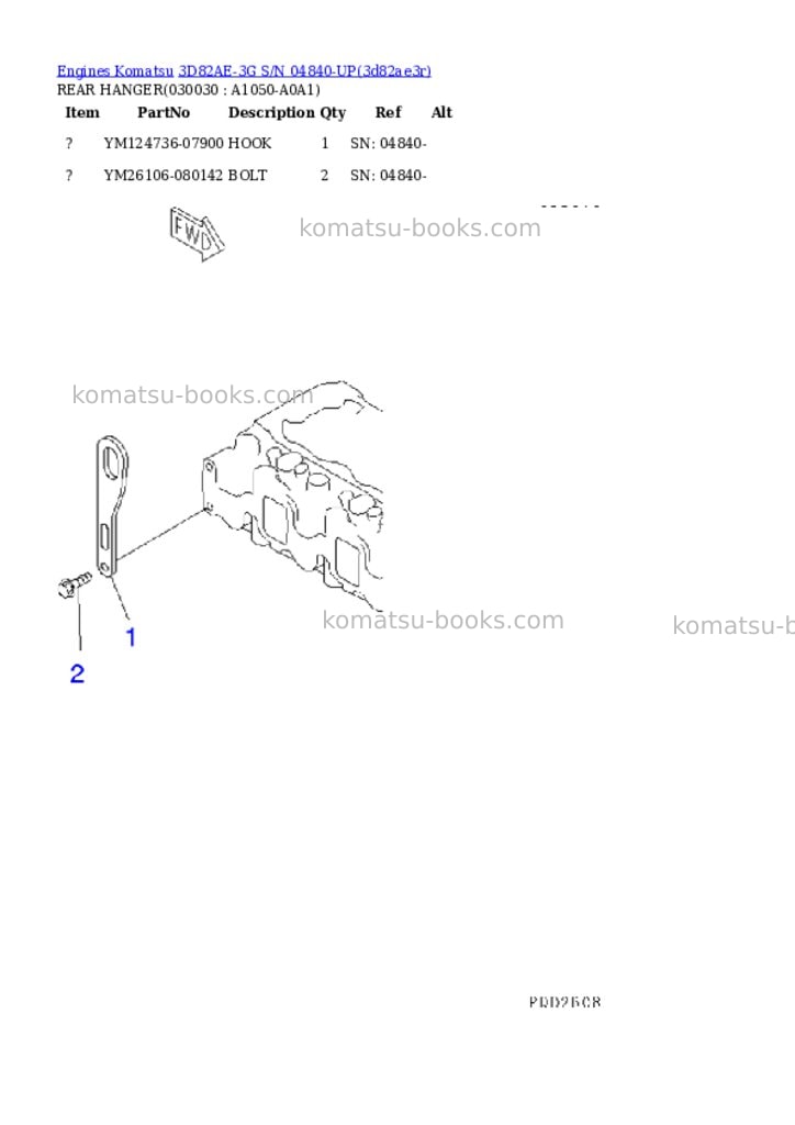 Komatsu 3d82ae-3g s/n 04840-up Parts catalog cover Page 2