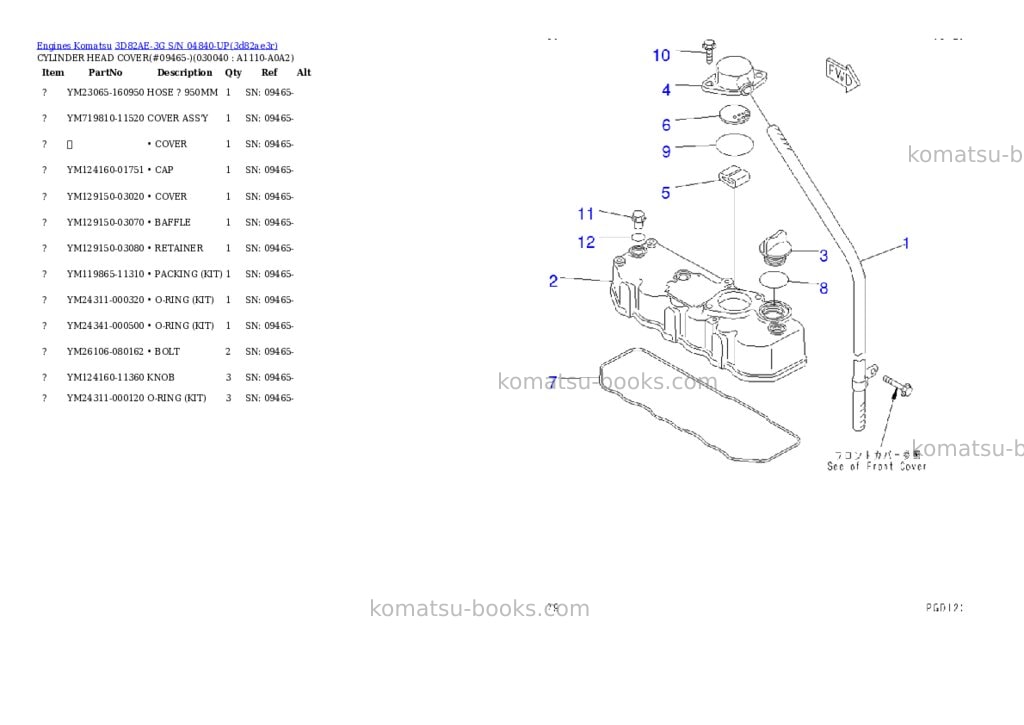 Komatsu 3d82ae-3g s/n 04840-up Parts catalog cover Page 3