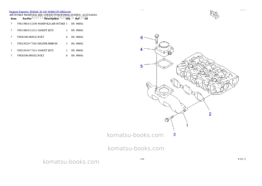 Komatsu 3d82ae-3g s/n 04840-up Parts catalog cover Page 4