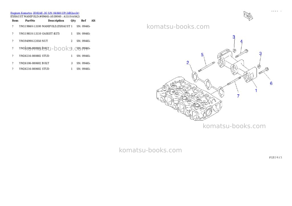 Komatsu 3d82ae-3g s/n 04840-up Parts catalog cover Page 5
