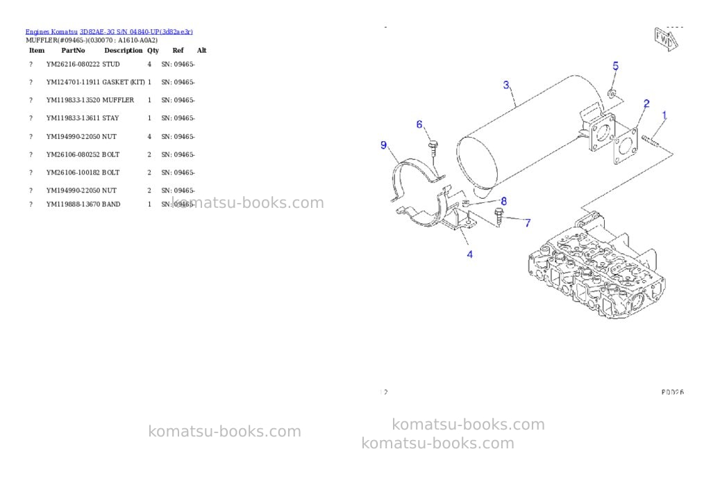 Komatsu 3d82ae-3g s/n 04840-up Parts catalog cover Page 6