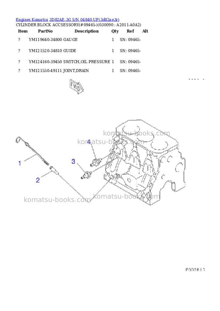 Komatsu 3d82ae-3g s/n 04840-up Parts catalog cover Page 8