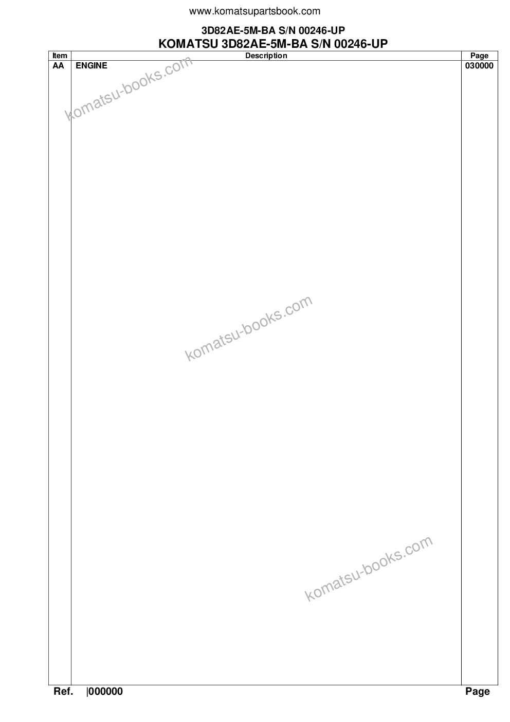 Komatsu 3D82AE-5M-BA S/N 00246-UP Parts catalog cover