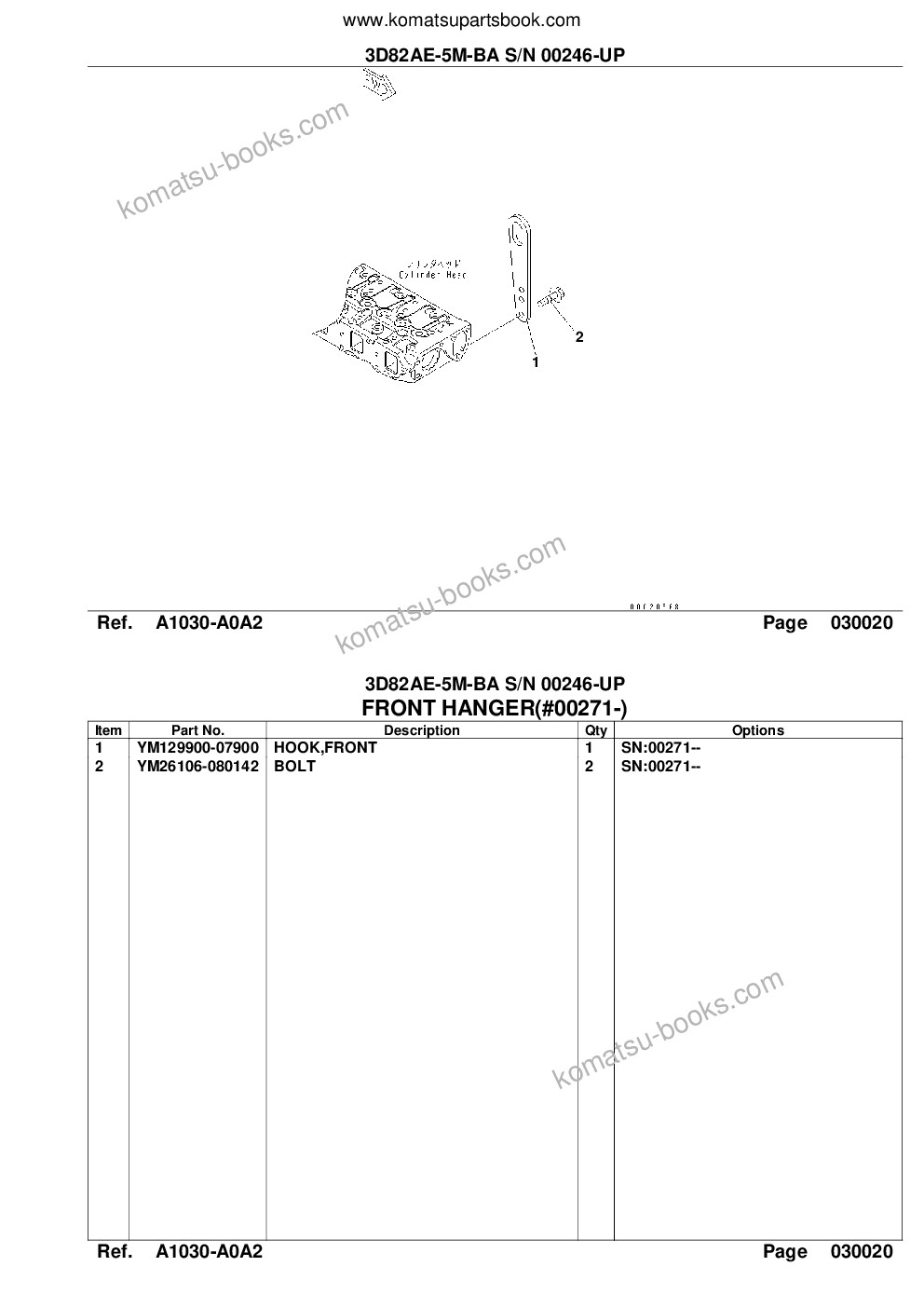 Komatsu 3D82AE-5M-BA S/N 00246-UP Parts catalog cover Page 4