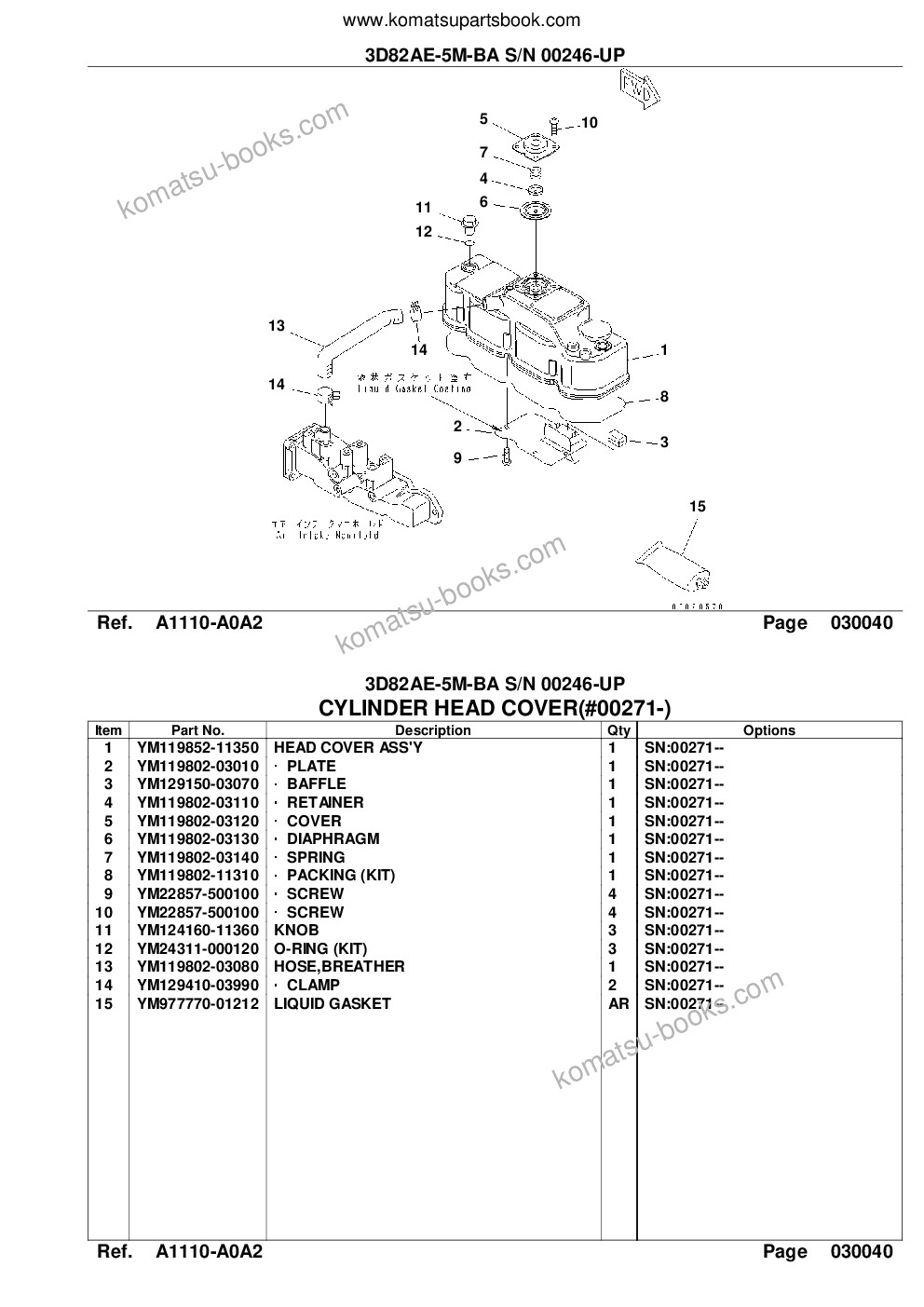 Komatsu 3D82AE-5M-BA S/N 00246-UP Parts catalog cover Page 6