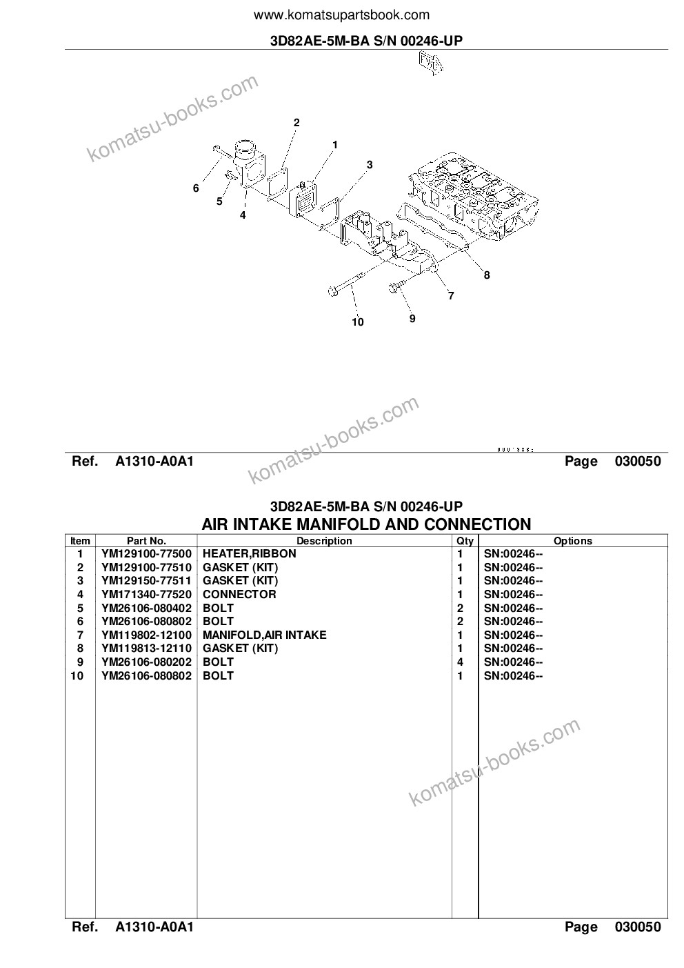 Komatsu 3D82AE-5M-BA S/N 00246-UP Parts catalog cover Page 7