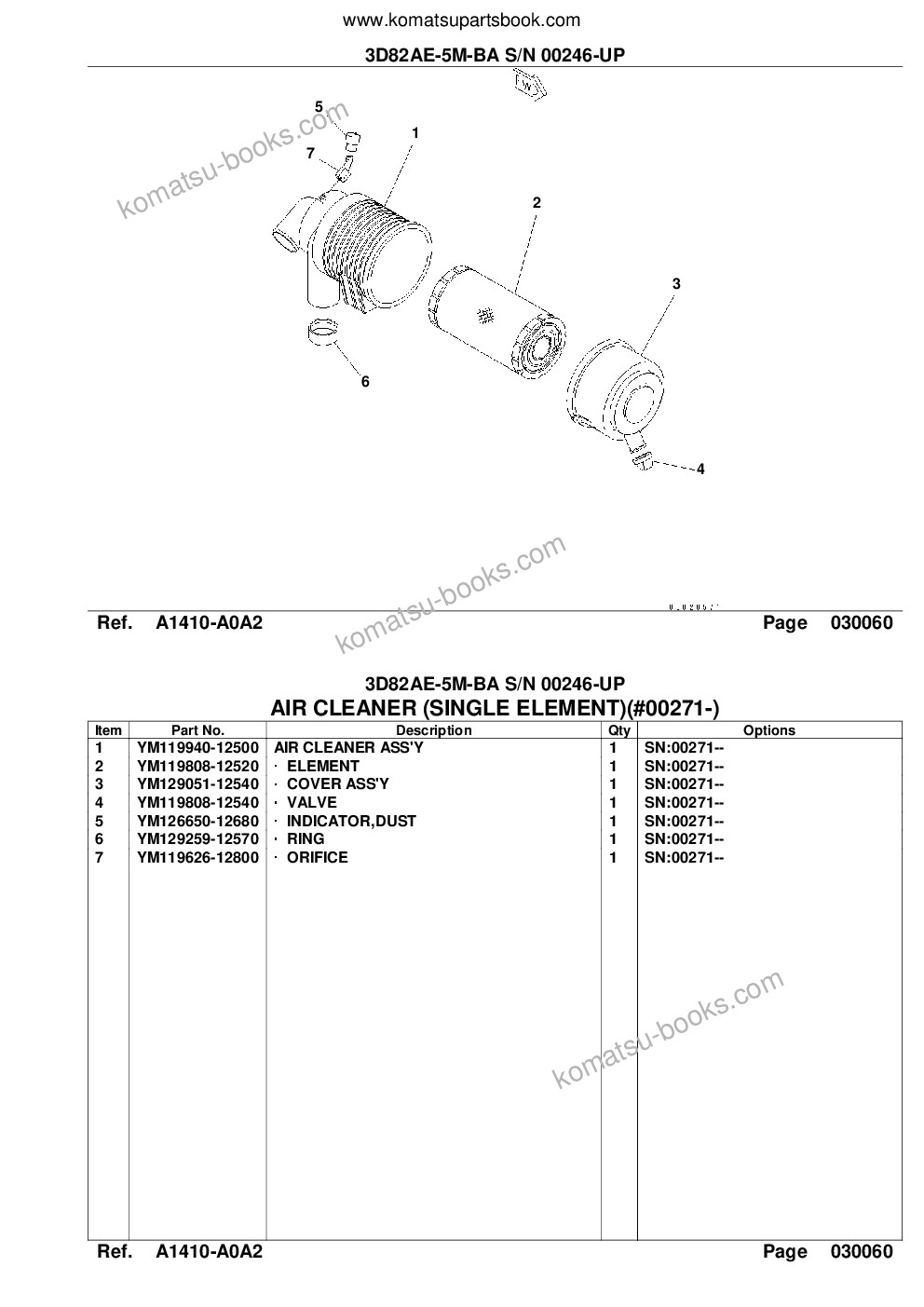 Komatsu 3D82AE-5M-BA S/N 00246-UP Parts catalog cover Page 8