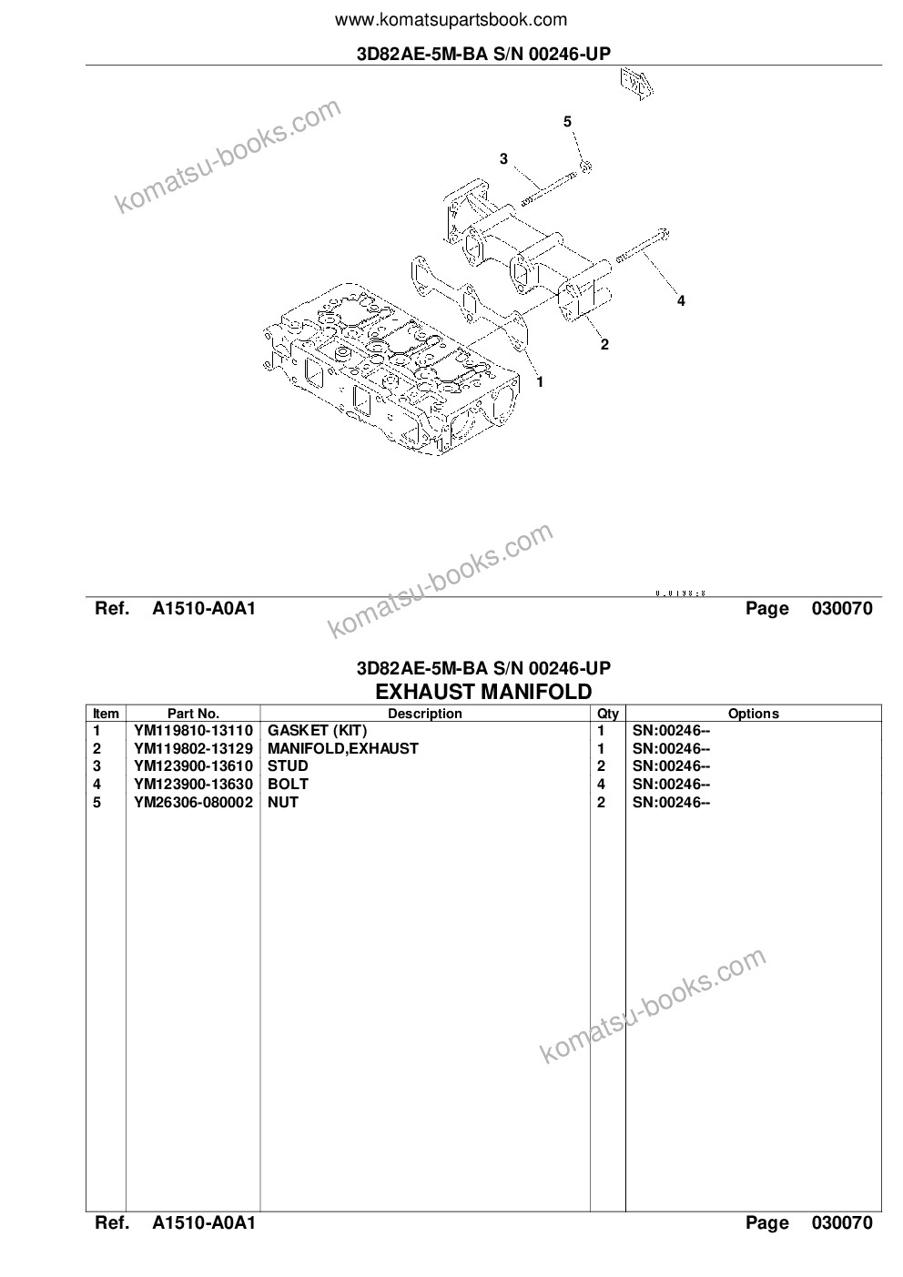Komatsu 3D82AE-5M-BA S/N 00246-UP Parts catalog cover Page 9
