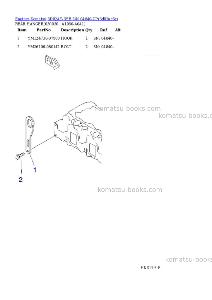 Komatsu 3d82ae-3hb s/n 04840-up Parts catalog cover Page 2