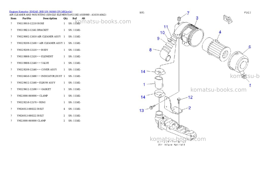 Komatsu 3d82ae-3hb s/n 04840-up Parts catalog cover Page 5