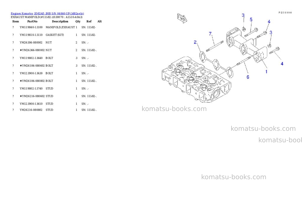 Komatsu 3d82ae-3hb s/n 04840-up Parts catalog cover Page 6