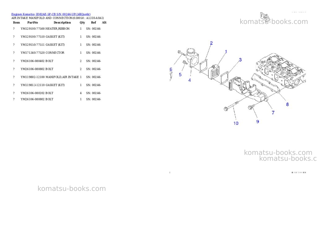 Komatsu 3D82AE-5P-CB S/N 00246-UP Parts catalog cover Page 4 Komatsu 3D82AE-5P-CB S/N 00246-UP Parts catalog cover Page 4