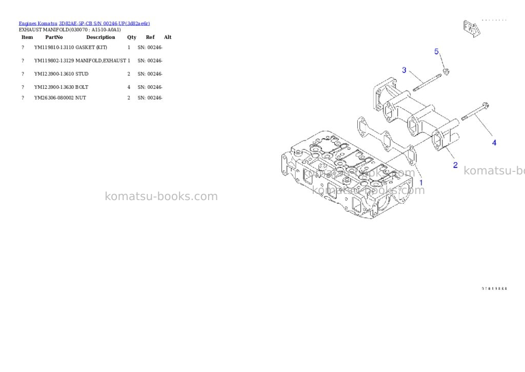 Komatsu 3D82AE-5P-CB S/N 00246-UP Parts catalog cover Page 6 Komatsu 3D82AE-5P-CB S/N 00246-UP Parts catalog cover Page 6