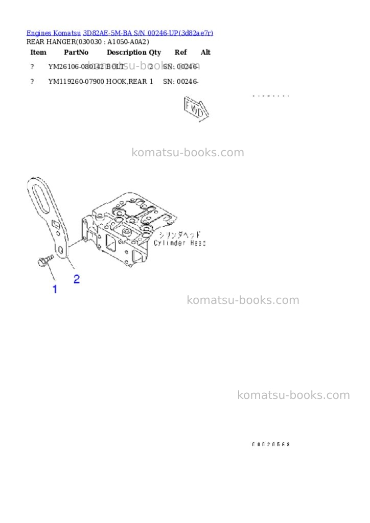 Komatsu 3d82ae-5m-ba s/n 00246-up Parts catalog cover Page 2 Komatsu 3d82ae-5m-ba s/n 00246-up Parts catalog cover Page 2