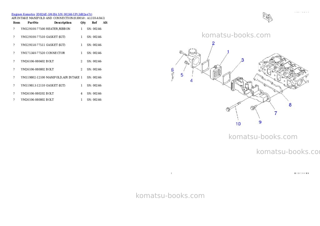 Komatsu 3d82ae-5m-ba s/n 00246-up Parts catalog cover Page 4 Komatsu 3d82ae-5m-ba s/n 00246-up Parts catalog cover Page 4