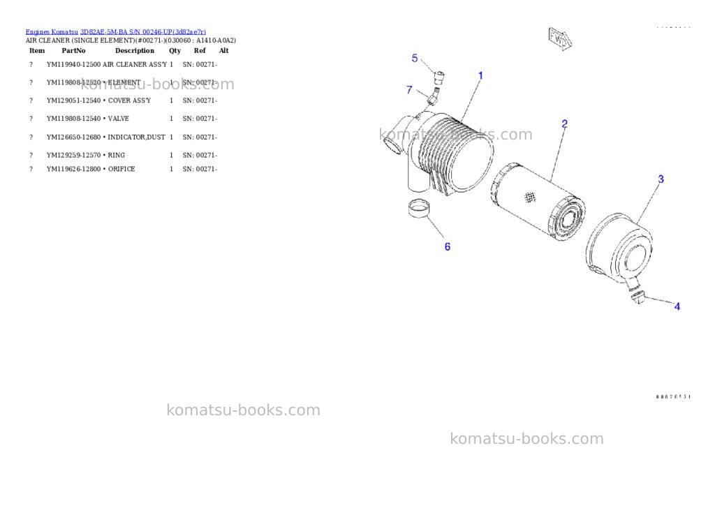 Komatsu 3d82ae-5m-ba s/n 00246-up Parts catalog cover Page 5 Komatsu 3d82ae-5m-ba s/n 00246-up Parts catalog cover Page 5