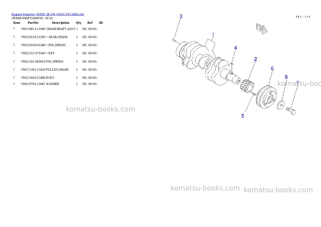 Komatsu 3D82E-3B S/N 00101-UP Parts catalog cover Page 10