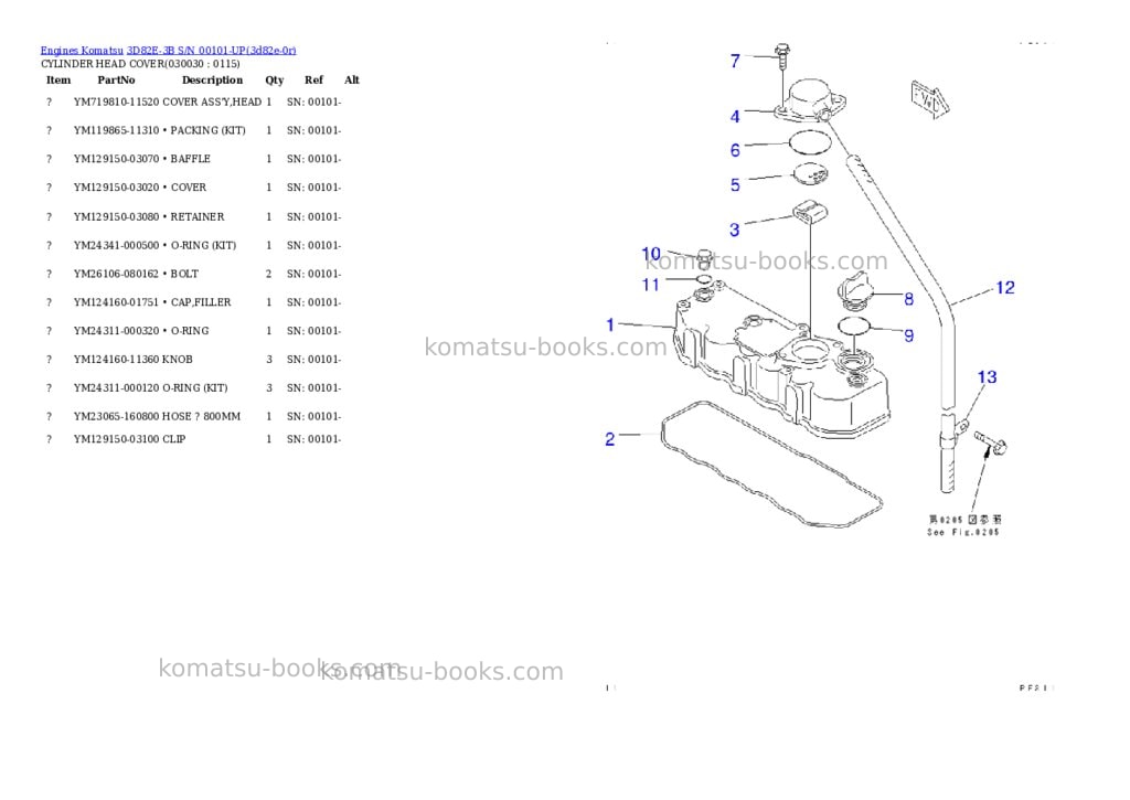 Komatsu 3D82E-3B S/N 00101-UP Parts catalog cover Page 2