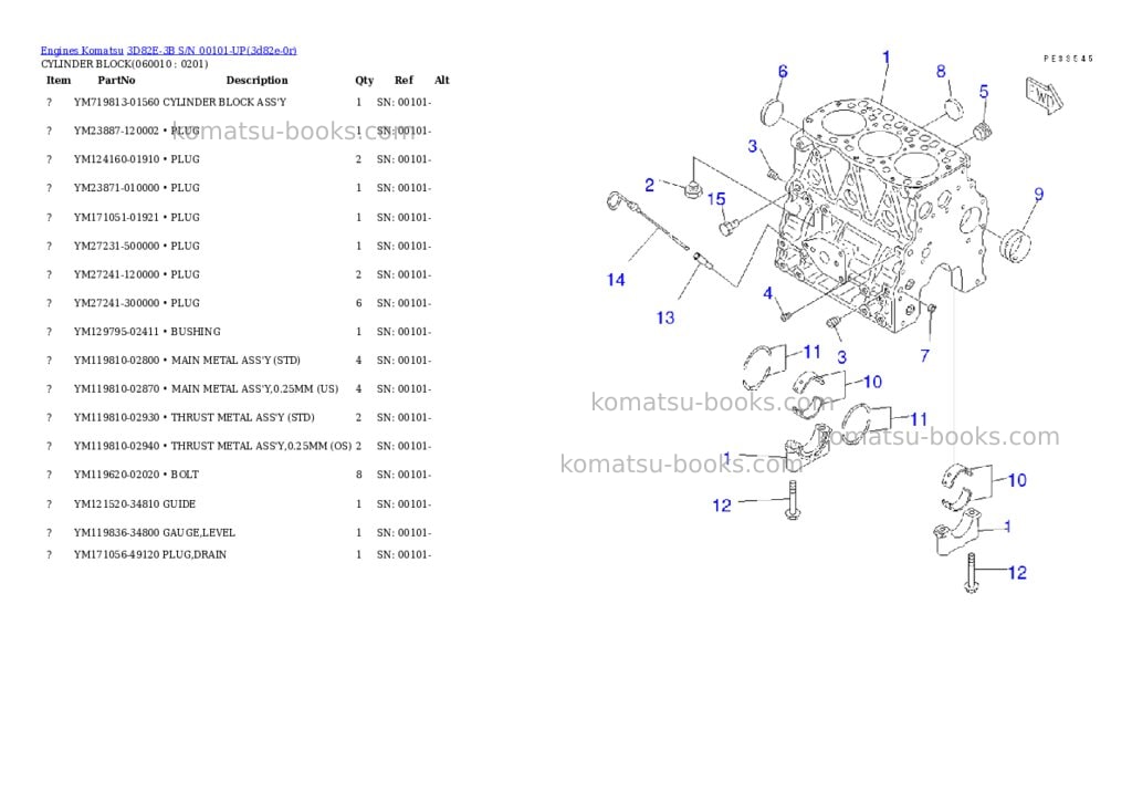Komatsu 3D82E-3B S/N 00101-UP Parts catalog cover Page 6