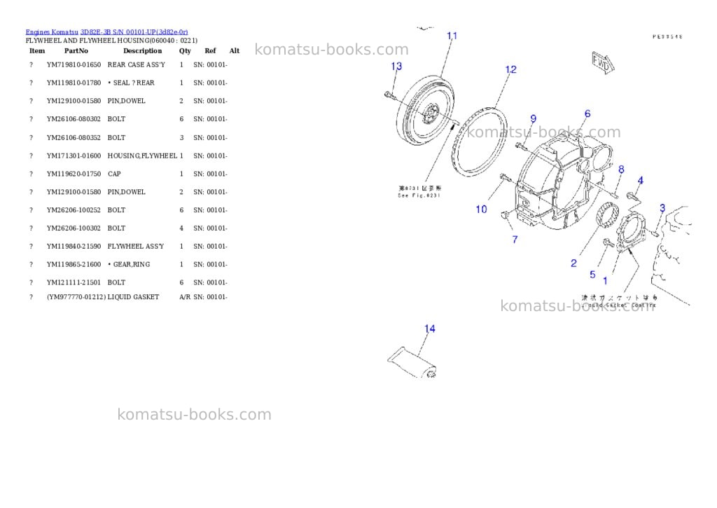 Komatsu 3D82E-3B S/N 00101-UP Parts catalog cover Page 9