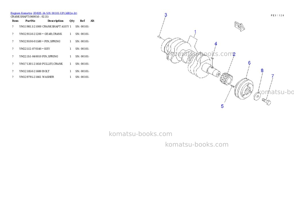 Komatsu 3D82E-3A S/N 00101-UP Parts catalog cover Page 10