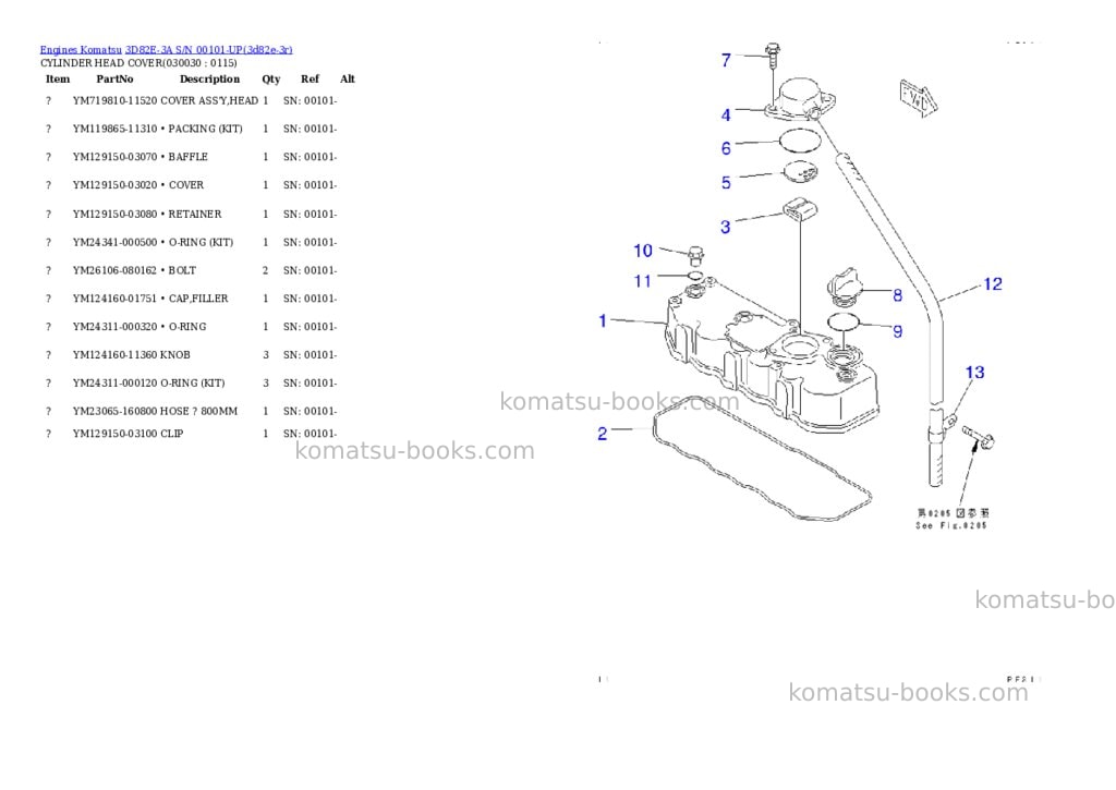 Komatsu 3D82E-3A S/N 00101-UP Parts catalog cover Page 2