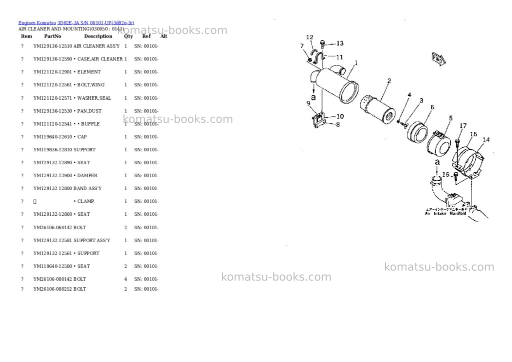 Komatsu 3D82E-3A S/N 00101-UP Parts catalog cover Page 4