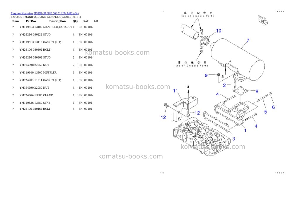 Komatsu 3D82E-3A S/N 00101-UP Parts catalog cover Page 5