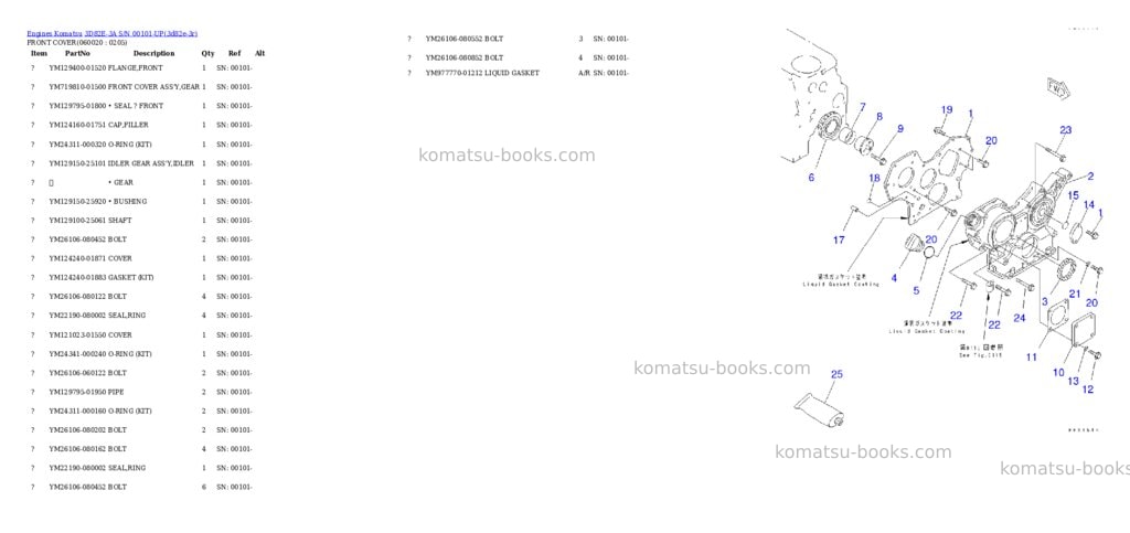 Komatsu 3D82E-3A S/N 00101-UP Parts catalog cover Page 7