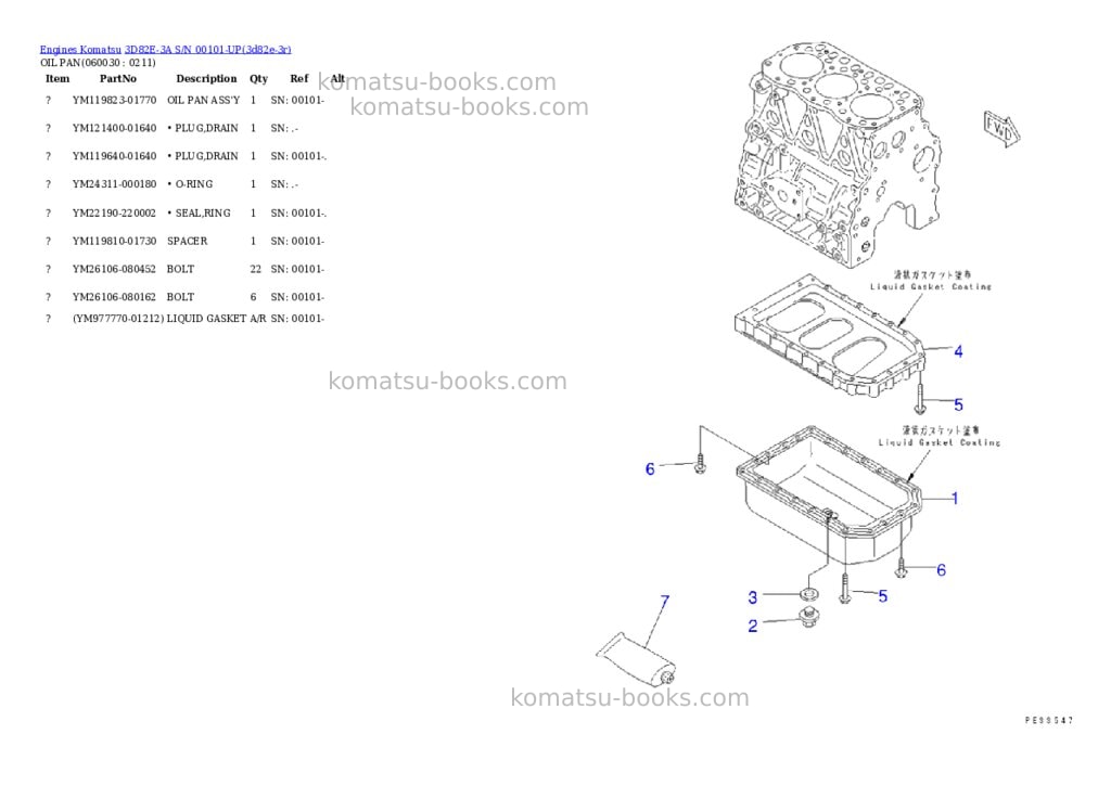 Komatsu 3D82E-3A S/N 00101-UP Parts catalog cover Page 8