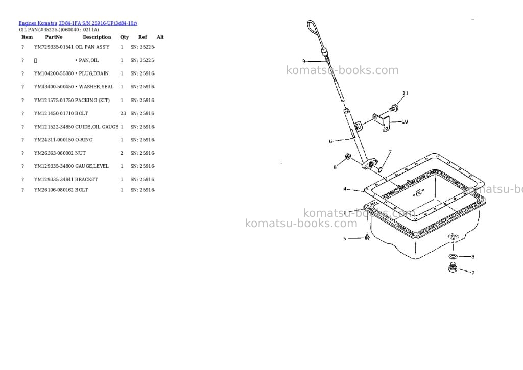Komatsu 3d84-1fa s/n 25916-up Parts catalog cover Page 10