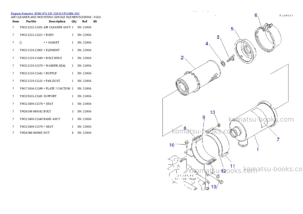 Komatsu 3d84-1fa s/n 25916-up Parts catalog cover Page 4