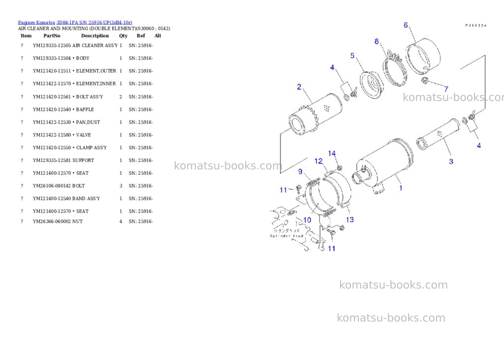 Komatsu 3d84-1fa s/n 25916-up Parts catalog cover Page 5