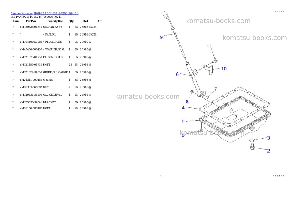 Komatsu 3d84-1fa s/n 25916-up Parts catalog cover Page 9