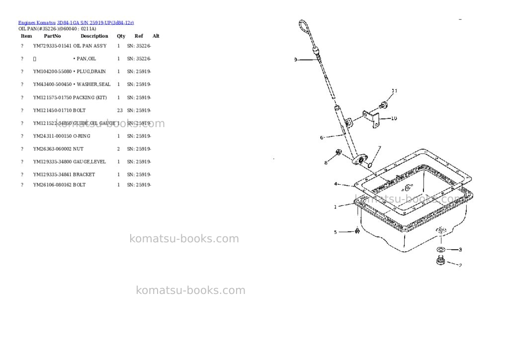 Komatsu 3d84-1ga s/n 25919-up Parts catalog cover Page 10