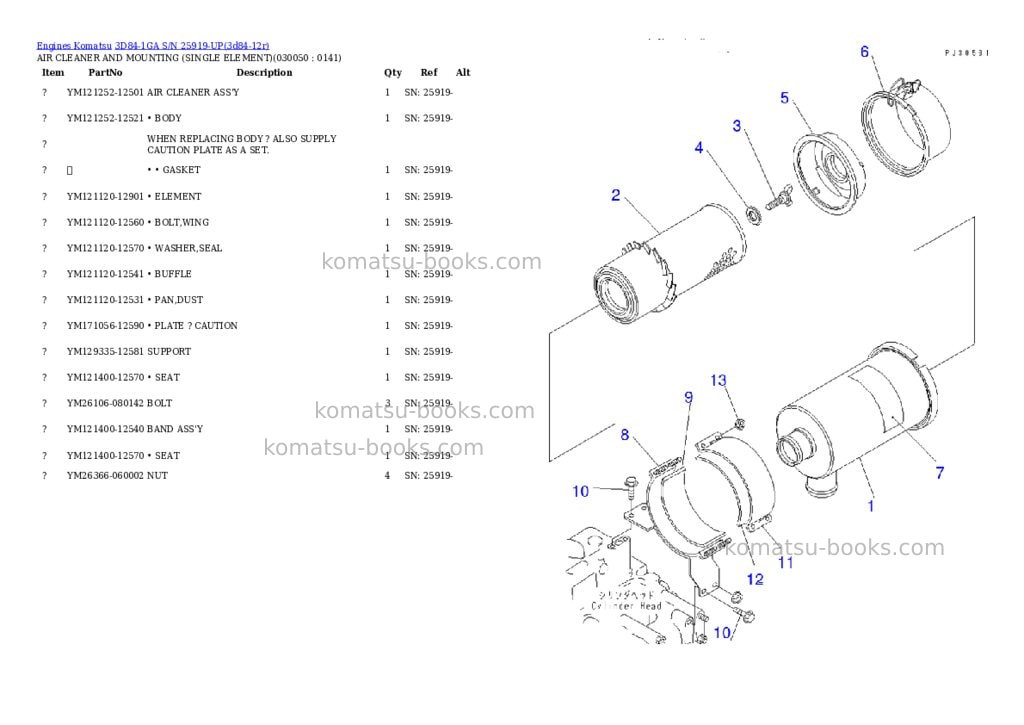 Komatsu 3d84-1ga s/n 25919-up Parts catalog cover Page 4