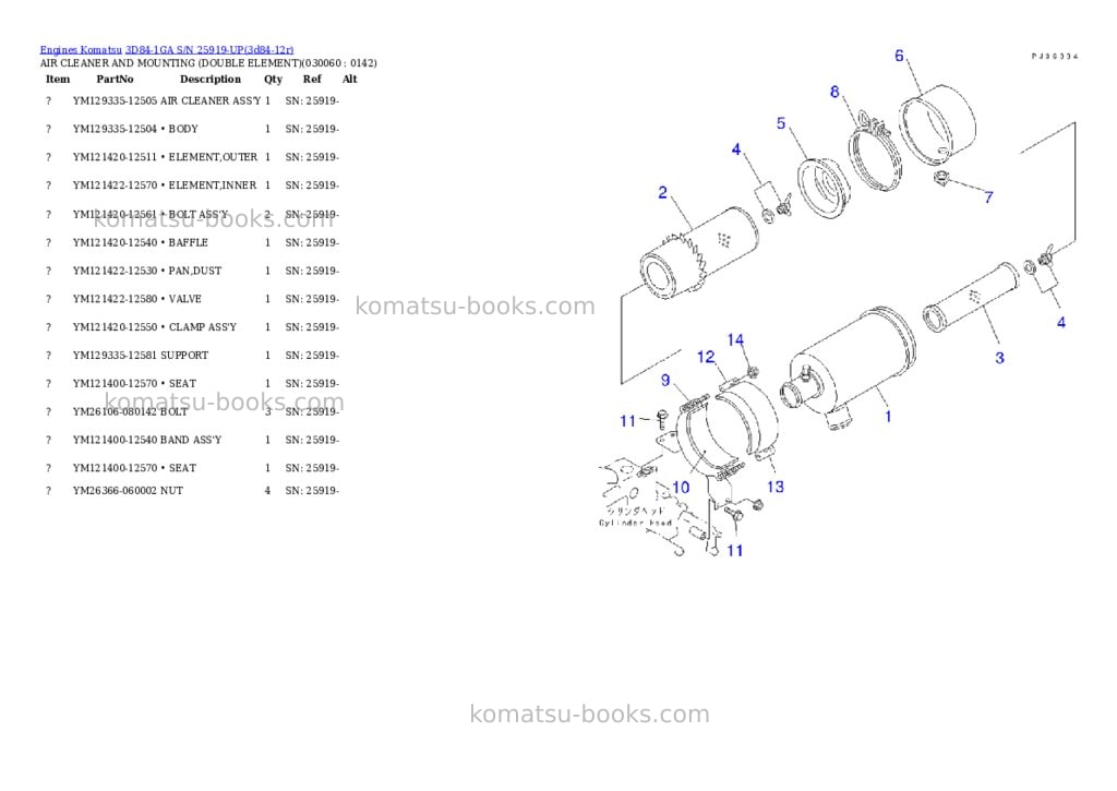 Komatsu 3d84-1ga s/n 25919-up Parts catalog cover Page 5
