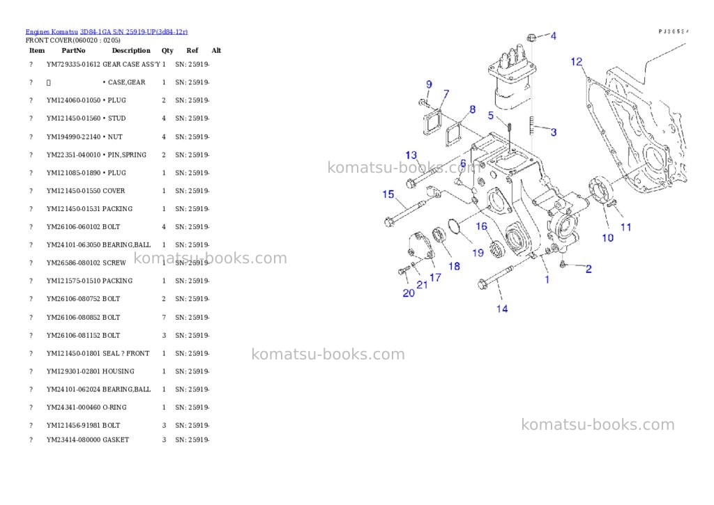Komatsu 3d84-1ga s/n 25919-up Parts catalog cover Page 8