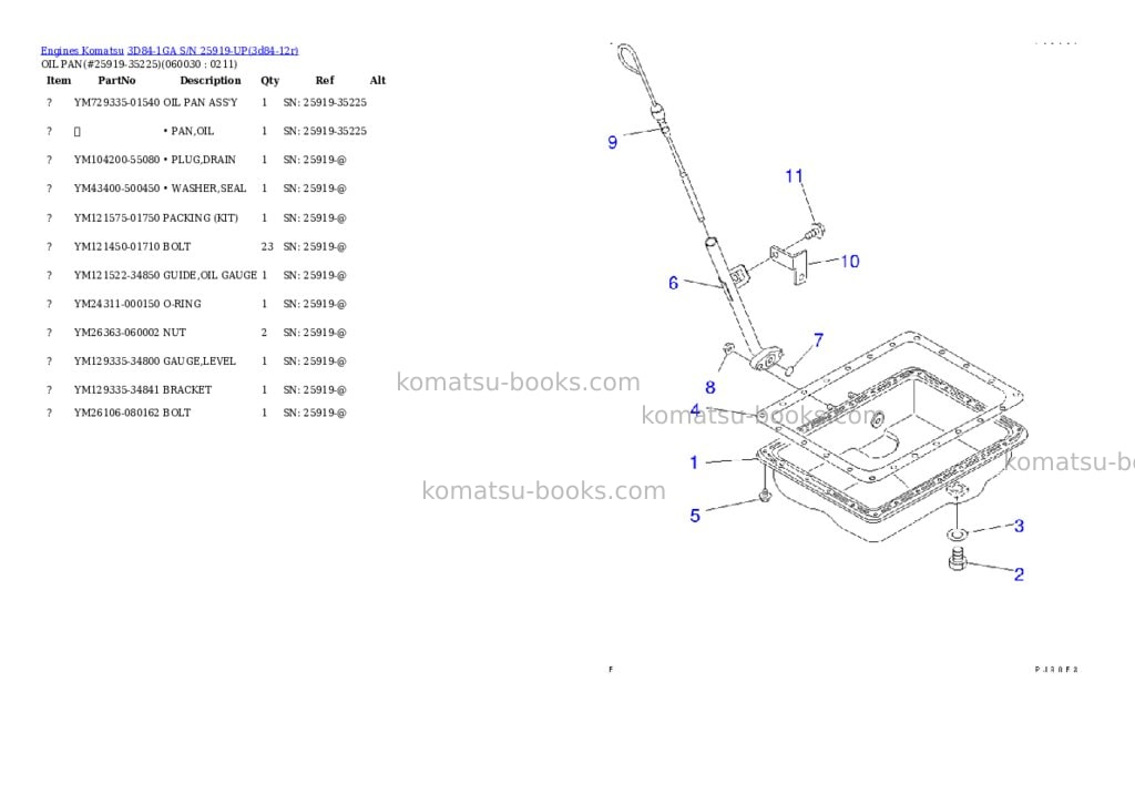 Komatsu 3d84-1ga s/n 25919-up Parts catalog cover Page 9