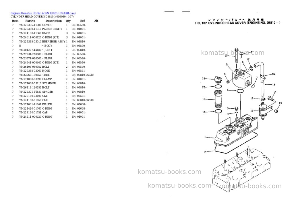 Komatsu 3d84-1a s/n 01001-up Parts catalog cover Page 5