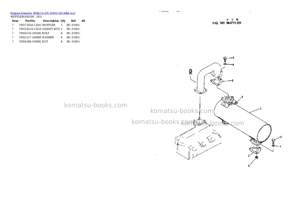 Komatsu 3d84-1a s/n 01001-up Parts catalog cover Page 9
