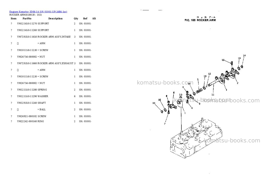 Komatsu 3D84-1A S/N 01001-UP Parts catalog cover Page 2
