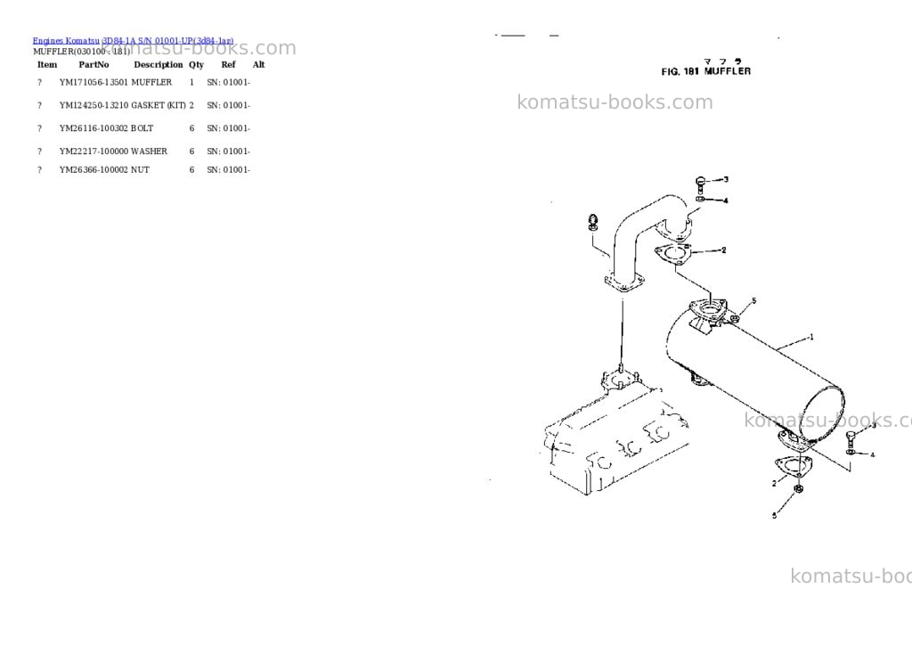 Komatsu 3D84-1A S/N 01001-UP Parts catalog cover Page 9