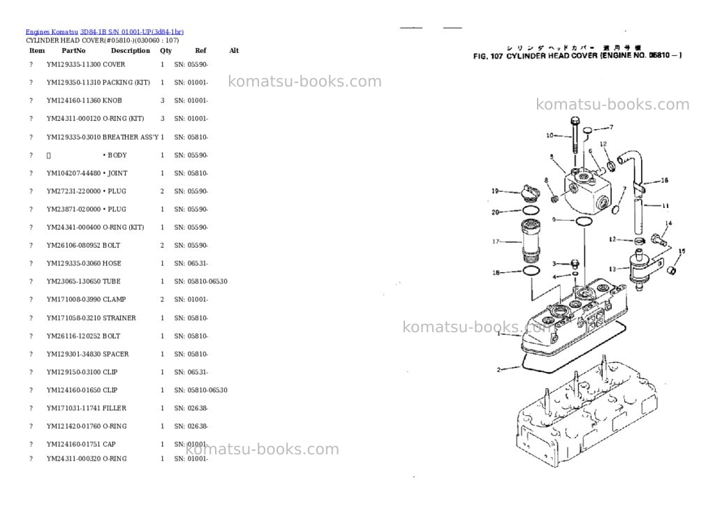 Komatsu 3D84-1B S/N 01001-UP Parts catalog cover Page 5